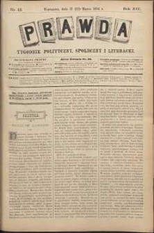 Prawda : tygodnik polityczny, społeczny i literacki, 1894, R. 14, nr 13