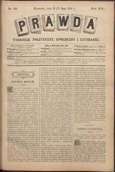 Prawda : tygodnik polityczny, społeczny i literacki, 1894, R. 14, nr 20