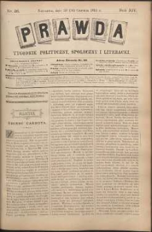 Prawda : tygodnik polityczny, społeczny i literacki, 1894, R. 14, nr 26