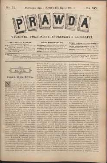 Prawda : tygodnik polityczny, społeczny i literacki, 1894, R. 14, nr 31