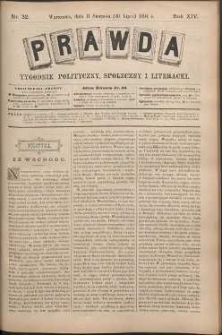 Prawda : tygodnik polityczny, społeczny i literacki, 1894, R. 14, nr 32
