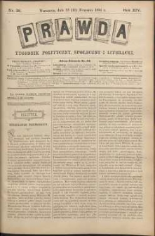 Prawda : tygodnik polityczny, społeczny i literacki, 1894, R. 14, nr 38