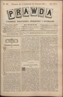Prawda : tygodnik polityczny, społeczny i literacki, 1894, R. 14, nr 40