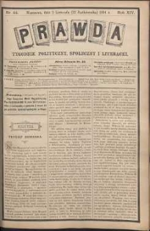 Prawda : tygodnik polityczny, społeczny i literacki, 1894, R. 14, nr 44