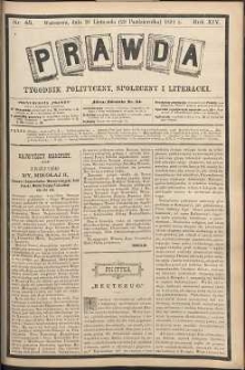 Prawda : tygodnik polityczny, społeczny i literacki, 1894, R. 14, nr 45