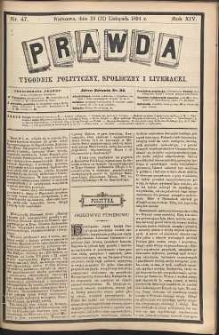 Prawda : tygodnik polityczny, społeczny i literacki, 1894, R. 14, nr 47