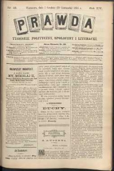 Prawda : tygodnik polityczny, społeczny i literacki, 1894, R. 14, nr 48