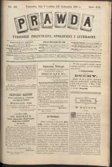 Prawda : tygodnik polityczny, społeczny i literacki, 1894, R. 14, nr 49