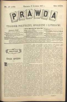 Prawda : tygodnik polityczny, społeczny i literacki, 1907, R. 27, nr 17