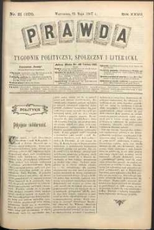 Prawda : tygodnik polityczny, społeczny i literacki, 1907, R. 27, nr 21