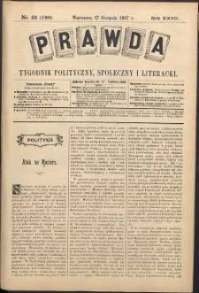 Prawda : tygodnik polityczny, społeczny i literacki, 1907, R. 27, nr 33