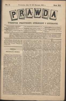 Prawda : tygodnik polityczny, społeczny i literacki, 1892, R. 12, nr 5
