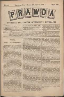 Prawda : tygodnik polityczny, społeczny i literacki, 1892, R. 12, nr 6