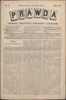 Prawda : tygodnik polityczny, społeczny i literacki, 1892, R. 12, nr 9