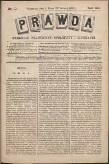 Prawda : tygodnik polityczny, społeczny i literacki, 1892, R. 12, nr 10