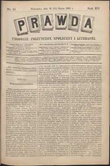 Prawda : tygodnik polityczny, społeczny i literacki, 1892, R. 12, nr 13