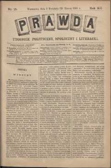 Prawda : tygodnik polityczny, społeczny i literacki, 1892, R. 12, nr 15