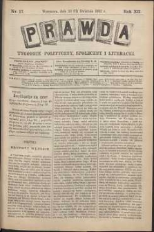 Prawda : tygodnik polityczny, społeczny i literacki, 1892, R. 12, nr 17