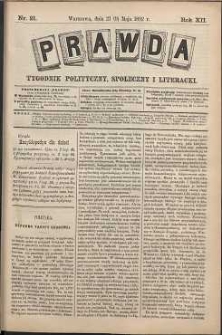 Prawda : tygodnik polityczny, społeczny i literacki, 1892, R. 12, nr 21