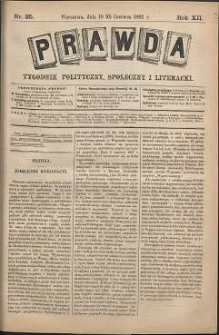 Prawda : tygodnik polityczny, społeczny i literacki, 1892, R. 12, nr 25