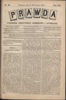 Prawda : tygodnik polityczny, społeczny i literacki, 1892, R. 12, nr 26