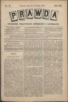 Prawda : tygodnik polityczny, społeczny i literacki, 1892, R. 12, nr 33