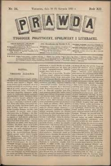 Prawda : tygodnik polityczny, społeczny i literacki, 1892, R. 12, nr 34