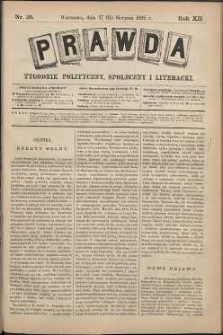 Prawda : tygodnik polityczny, społeczny i literacki, 1892, R. 12, nr 35