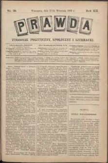 Prawda : tygodnik polityczny, społeczny i literacki, 1892, R. 12, nr 38
