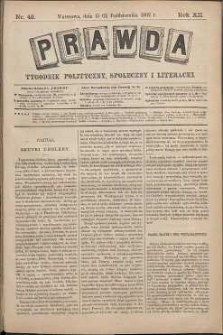 Prawda : tygodnik polityczny, społeczny i literacki, 1892, R. 12, nr 42