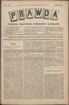 Prawda : tygodnik polityczny, społeczny i literacki, 1892, R. 12, nr 44