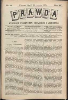 Prawda : tygodnik polityczny, społeczny i literacki, 1892, R. 12, nr 48