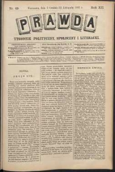 Prawda : tygodnik polityczny, społeczny i literacki, 1892, R. 12, nr 49
