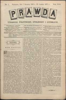 Prawda : tygodnik polityczny, społeczny i literacki, 1893, R. 13, nr 1