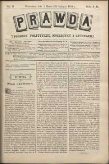 Prawda : tygodnik polityczny, społeczny i literacki, 1893, R. 13, nr 9