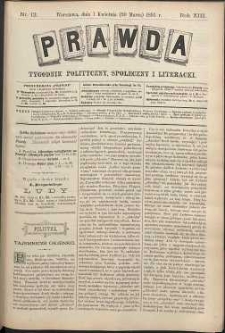 Prawda : tygodnik polityczny, społeczny i literacki, 1893, R. 13, nr 13
