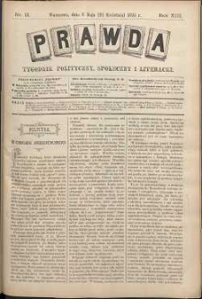 Prawda : tygodnik polityczny, społeczny i literacki, 1893, R. 13, nr 18