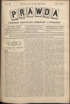 Prawda : tygodnik polityczny, społeczny i literacki, 1893, R. 13, nr 21