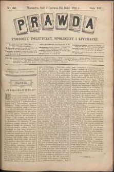 Prawda : tygodnik polityczny, społeczny i literacki, 1893, R. 13, nr 22