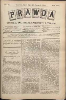 Prawda : tygodnik polityczny, społeczny i literacki, 1893, R. 13, nr 27
