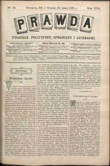 Prawda : tygodnik polityczny, społeczny i literacki, 1893, R. 13, nr 31