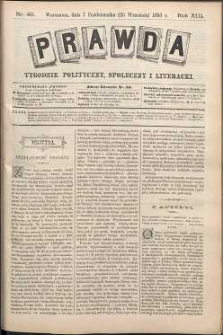 Prawda : tygodnik polityczny, społeczny i literacki, 1893, R. 13, nr 40