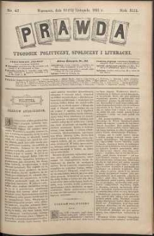 Prawda : tygodnik polityczny, społeczny i literacki, 1893, R. 13, nr 47