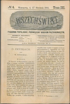 Wszechświat : Tygodnik popularny, poświęcony naukom przyrodniczym, 1884, T. 3, nr 4