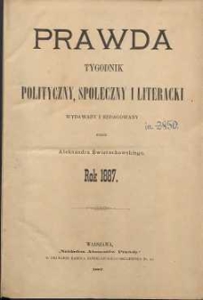 Prawda : tygodnik polityczny, społeczny i literacki, 1887, R. 7, spis rzeczy
