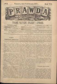 Prawda : tygodnik polityczny, społeczny i literacki, 1887, R. 7, nr 3