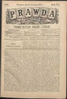 Prawda : tygodnik polityczny, społeczny i literacki, 1887, R. 7, nr 8