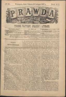 Prawda : tygodnik polityczny, społeczny i literacki, 1887, R. 7, nr 10