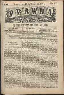 Prawda : tygodnik polityczny, społeczny i literacki, 1886, R. 6, nr 18