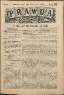 Prawda : tygodnik polityczny, społeczny i literacki, 1887, R. 7, nr 19